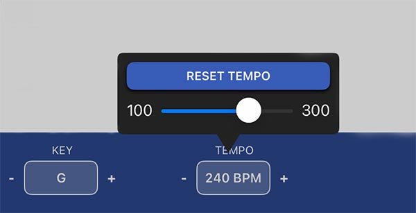 Quartet app - tempo adjust slider