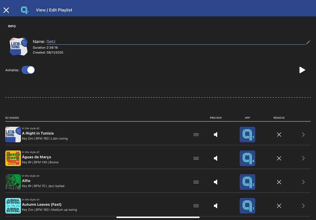 View/Edit Playlists in Quartet