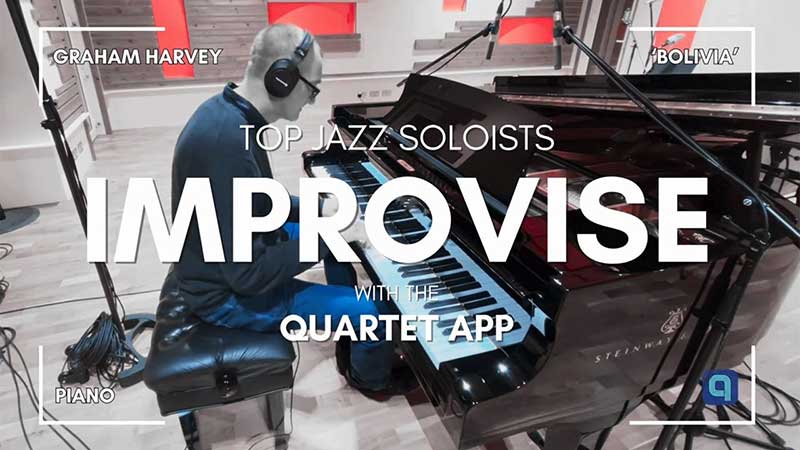 Graham Harvey (Piano) improvises to 'Bolivia' with the Quartet jazz standards play-along app