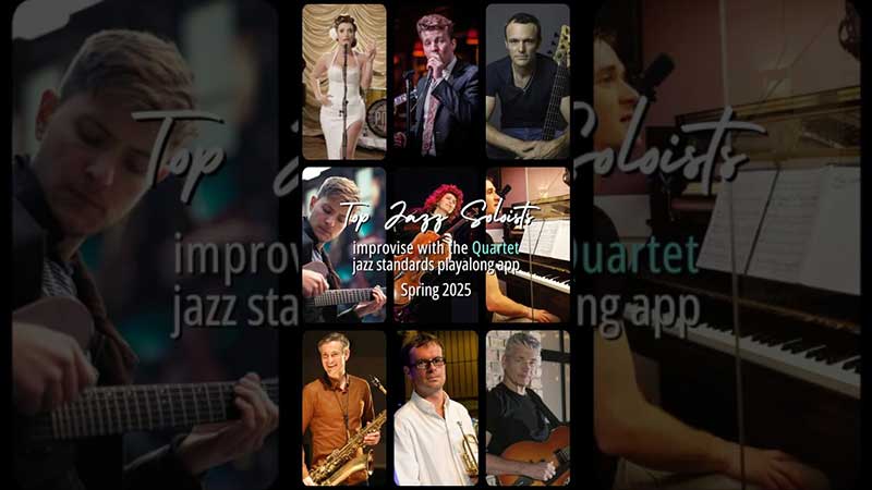 Top jazz soloists improvise with the Quartet jazz standards play along app